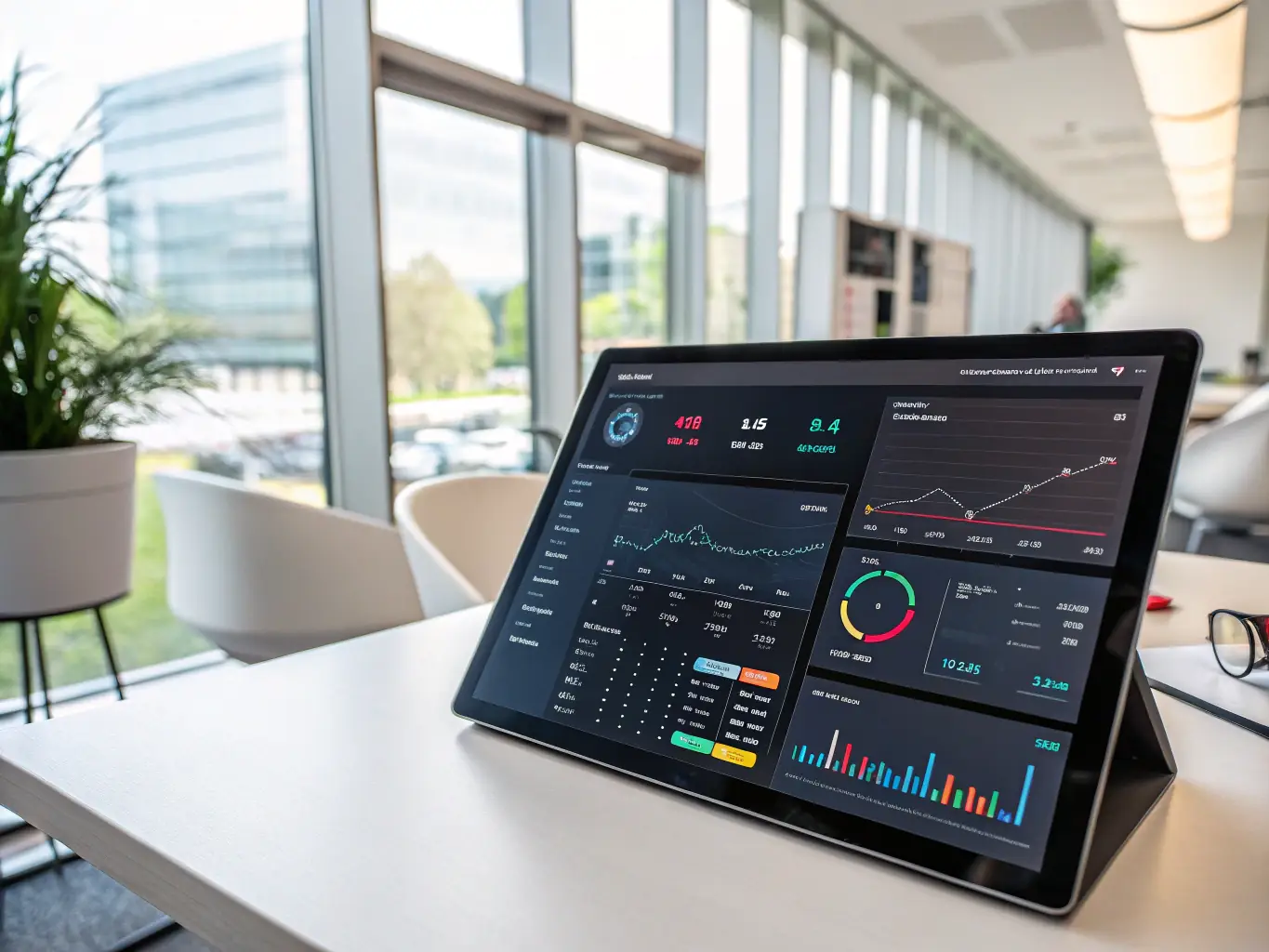 An image showing a sleek dashboard with automated reports being generated, highlighting data visualization and user-friendly interface, in the context of Agdbrix's automated reporting tools.