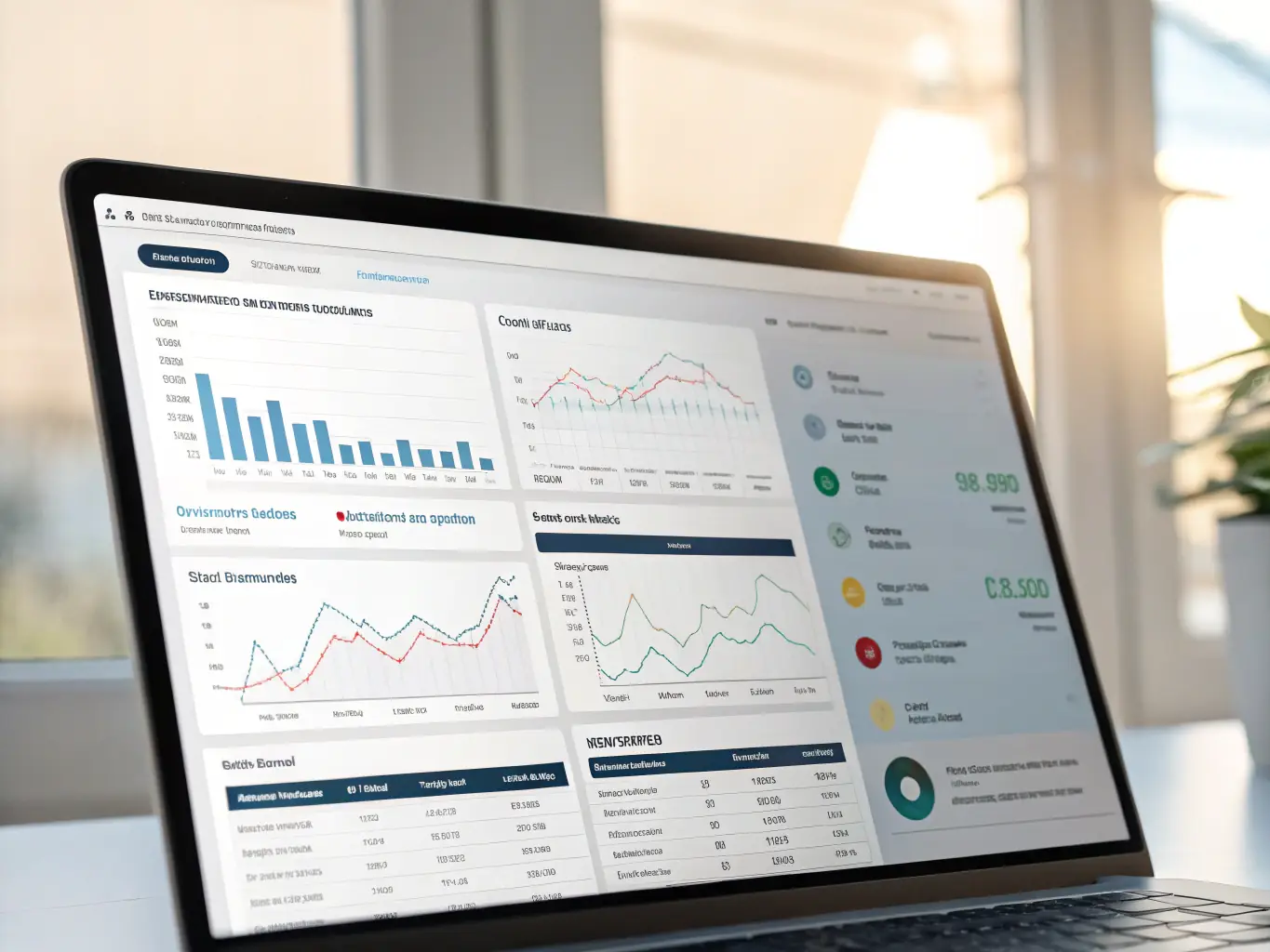 An image showing a sleek dashboard with automated reports being generated, highlighting data visualization and user-friendly interface, in the context of Agdbrix's solutions for SMEs.